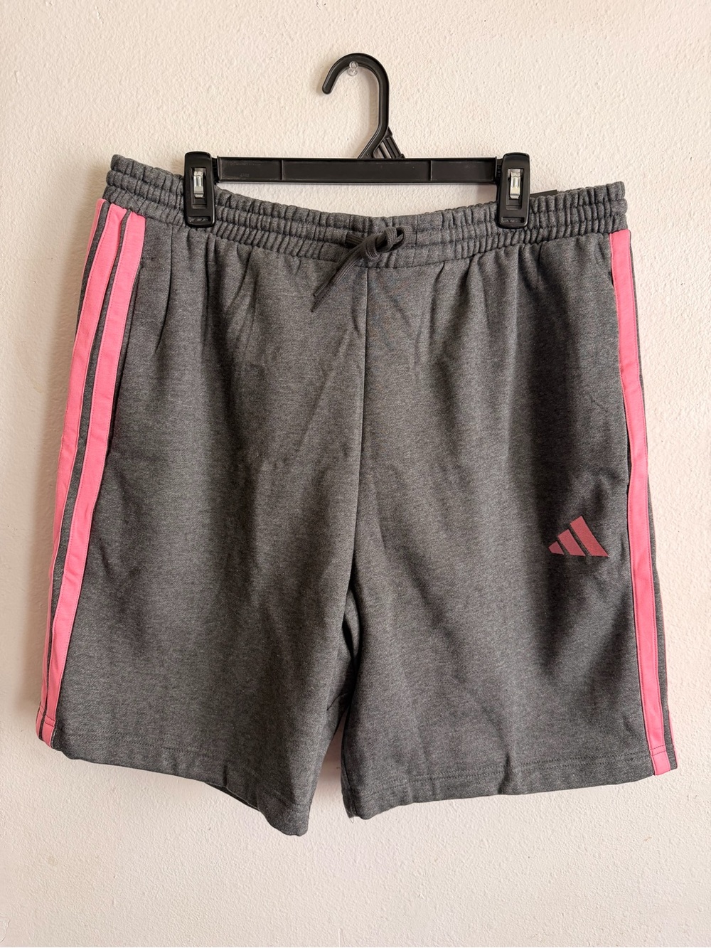 adidas Gray Shorts with Pink Side Stripes